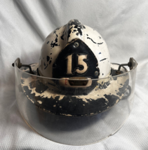 Vtg Fire Co Fire Department Fireman Painted Helmet EMFD #15 Plectron Shield - £159.46 GBP