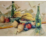 Vintage Original Oil Painting STILL LIFE Fruit &amp; Wine Signed SAL Unframe... - $229.00