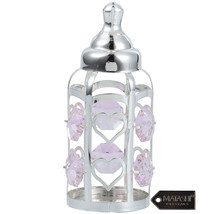 Matashi Silver Plated Crystal Studded Baby Bottle Ornament w/ Light Pink... - $25.99