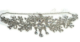 Very Blingy Shinny Crystal Clear Rhinestone Necklace Silver-Tone Filigree - £31.59 GBP