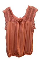Max Studio Coral M Medium sleeveless tank top blouse crocheted top elast... - $14.84