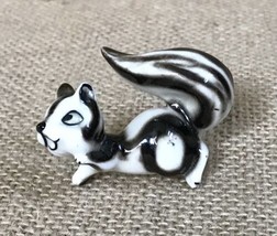 Vintage Kitsch Miniature Skunk Figurine Black White 1 1/2 Inches Long - $13.86