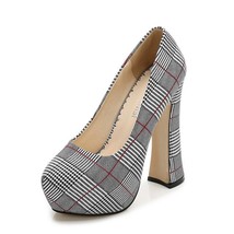New Pink High Heels For Women&#39;s With Line Grid Designer Platform Sexy Fashion Sh - £45.96 GBP