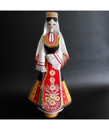 Vintage Bulgarian Wood Folk Doll Traditional Costume Bead Accents - £31.05 GBP