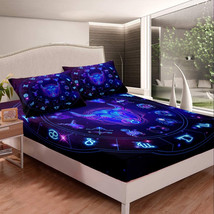 Dreamcatcher Fitted Sheet Boho Mandala Bedding Purple Dream Catcher Bed Sheet s8 - £23.97 GBP+