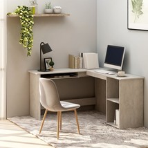 L-Shaped Corner Desk Concrete Grey 120x140x75 cm Engineered Wood - £79.02 GBP