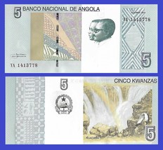 Angola P151A, 5 Kwanzas Embroidery / Ruacana waterfall  UNC 2012 UV, w/m... - $1.77