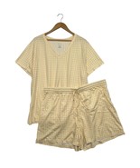 J Jill Pajama Set Womens 2X Yellow Gingham V Neck Shorts Top Ultrasoft Cozy - $41.66 CAD