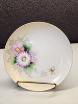 Meito Japanese China Hand Painted Plate Pink Purple Floral 6&quot; Made In Japan - $8.99