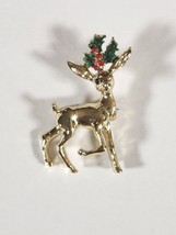 Vintage Gold Tone Gerrys Reindeer Christmas Holiday Pin Brooch - $9.46