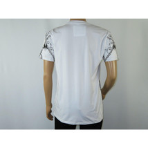 Mens PLATINI Sports Shirt With Rhine Stones Lion Chain STT8023 White image 5