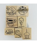 Stampin Up Dinner Food Meal Stamp Set of 7: Turkey, Hot Dog, Pasta, Dess... - $13.54