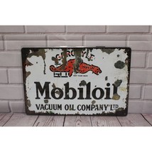 Vintage Style Mobiloil Gargoyle Vacuum Oil Company Metal Sign - Garage Decor - 1 - £8.08 GBP