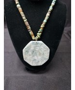 VINTAGE Real Turquoise Beads Discs Spiderweb Pendant Necklace - €15,96 EUR