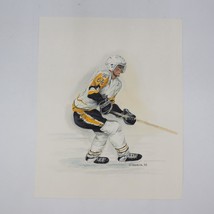 Watercolor Painting Drawing Jaromir Jagr Pittsburgh Penguins NHL Hockey 1993 - £66.59 GBP