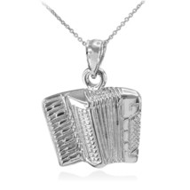 Solid 925 Sterling Silver Music Accordion Banda Corridos Pendant Necklace - £31.21 GBP+