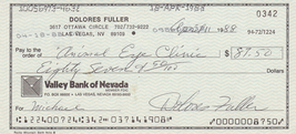 Dolores Fuller &quot;Glen or Glenda&quot; autographed Check 1988 Signed Document1 - $79.99