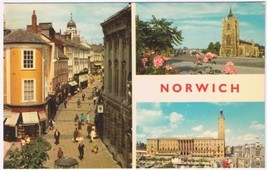 Postcard Norwich London Street St Peter Mancroft Church City Hall UK - £3.13 GBP