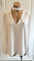 TIBI White V Neck Tie Neck Top/Blouse - Size 10 - NWT - $92.00