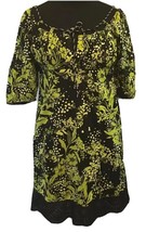 Womens Victorias Secret Moda International Black Green Floral Lace Hem D... - $14.84