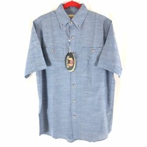Backpacker Mens Shirt Button Down Short Sleeve Cotton Blend Stretch Blue M - £11.48 GBP