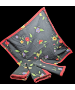 Set of 4 Xochi Cotton Napkins Black Floral Red Boarder - $566.28 MXN