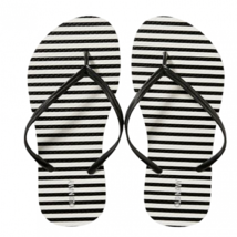 Old Navy Black White Striped Flip Flops Womens Size 11 Summer Sandals Sh... - $11.87