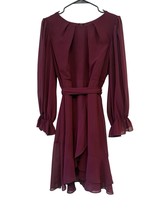B. Darlin Women&#39;s Burgundy Curved Hem Long Sleeved Dress, Size 13/14 - $24.98 CAD