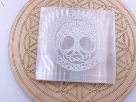 Selenite Tree Of Life Plate ~ Crystal Charging, Crystal Cleansing, Purif... - £11.85 GBP