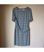 Madison Leigh Dress Geometric Womens Size 12 Black White Blue Wrap Front - £9.22 GBP