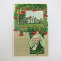 Postcard George Washington Mount Vernon &amp; Cherries Patriotic Embossed Antique - £7.85 GBP