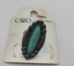 Cato Turquoise Oval Stretch Ring - £9.31 GBP