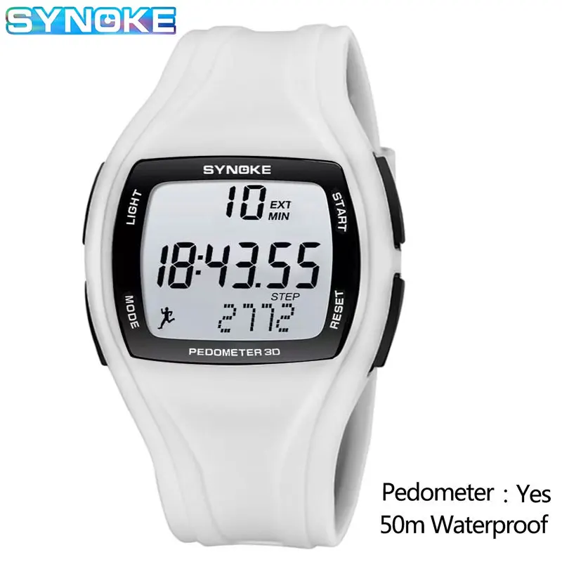 Top  Pedometer     Men Clock 5Bar Waterproof Alarm Clock Digital Watch Male Relo - £55.56 GBP