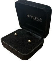 Macy’s 14K Yellow Gold Ball Stud Earrings Mini Bead Posts New w/ Box image 3