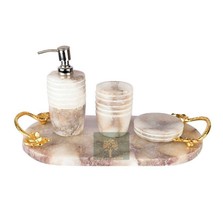 Marble Onyx Bathroom set | Bath accessories | Handmade Semi precious sto... - $532.25