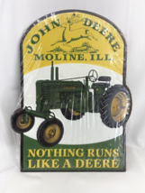 John Deere Moline Embossed 10” Metal Tin Sign Vintage Style Farm Tractor Barn - £26.53 GBP