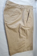 LRL Lauren Jeans Co Bermuda Shorts Size 8 Khaki Flat Front Metal Logo - $25.60