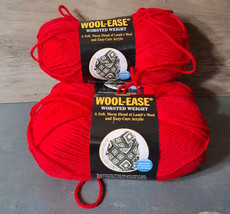 Lion Brand Wool Ease Yarn 4 Medium 3 Skein 3oz 197 Yrds Ranch Red Acryli... - $19.60