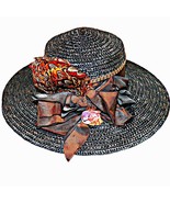 Brown Copper Pheasant Feather Straw Capeline Sun Wide Brim Derby Hat sz ... - $79.99