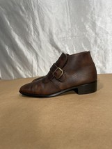 Vintage Men’s Brown Leather Monk Strap Square Toe Ankle Boots Square Toe 8 D - £31.90 GBP