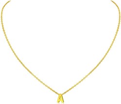 Tiny Initial Necklace 18K Gold Plated Stainless Steel Initial Necklace D... - $25.82
