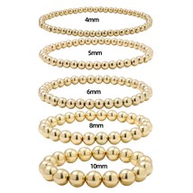 4/5/6/8/10MM 5pcs Gold Color Beads Bracelet for Women Girls Fashion Stretchable  - £9.71 GBP