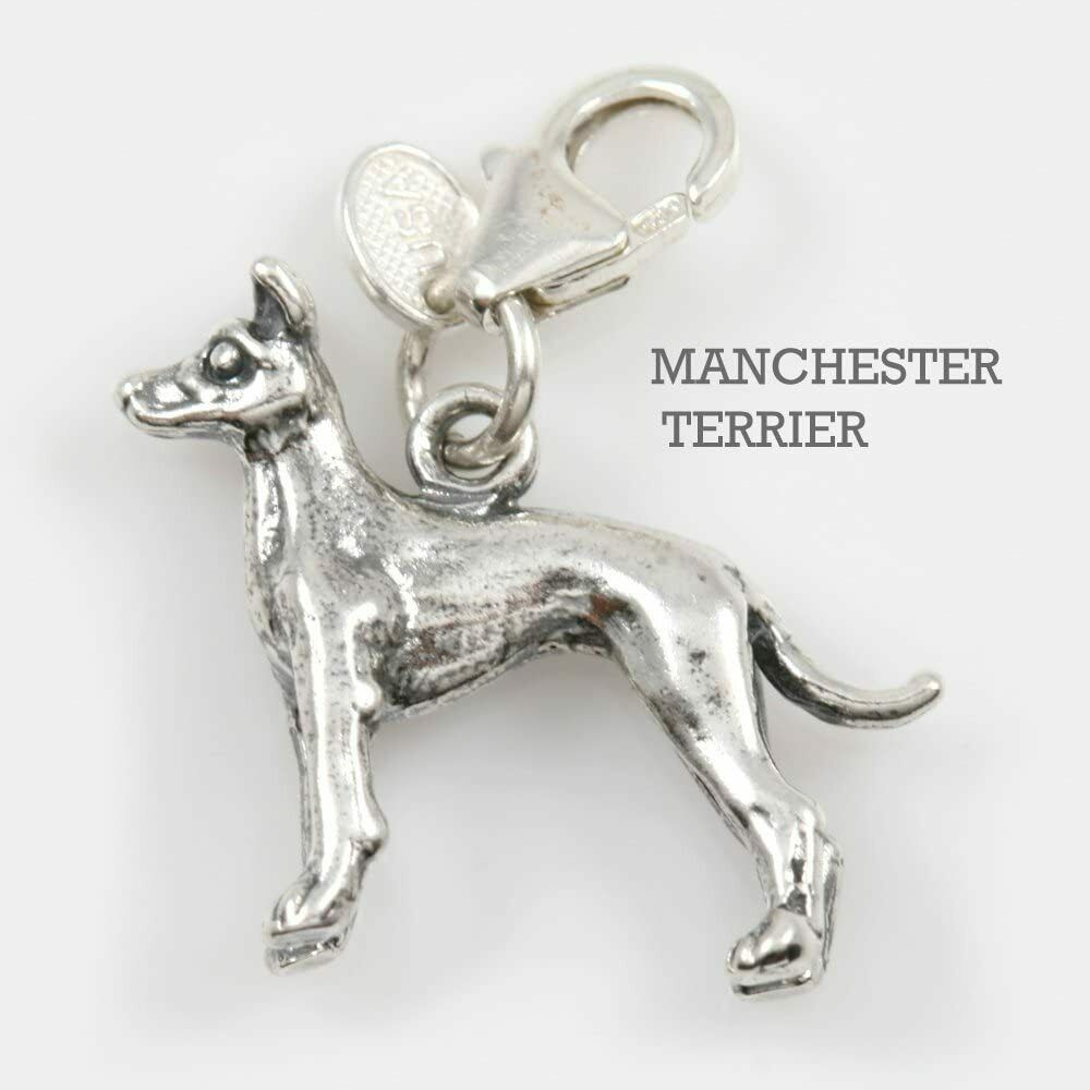 Manchester Terrier Dog Charm 3-d Solid Sterling Silver - $47.52
