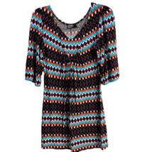 Isle Apparel Womens Tunic Dress Multicolor Southwestern Stretch Mini Boho M - £20.59 GBP