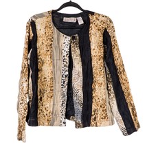 Life Style Womens Casual Jacket L Animal Print Strips One Button Career ... - £18.57 GBP