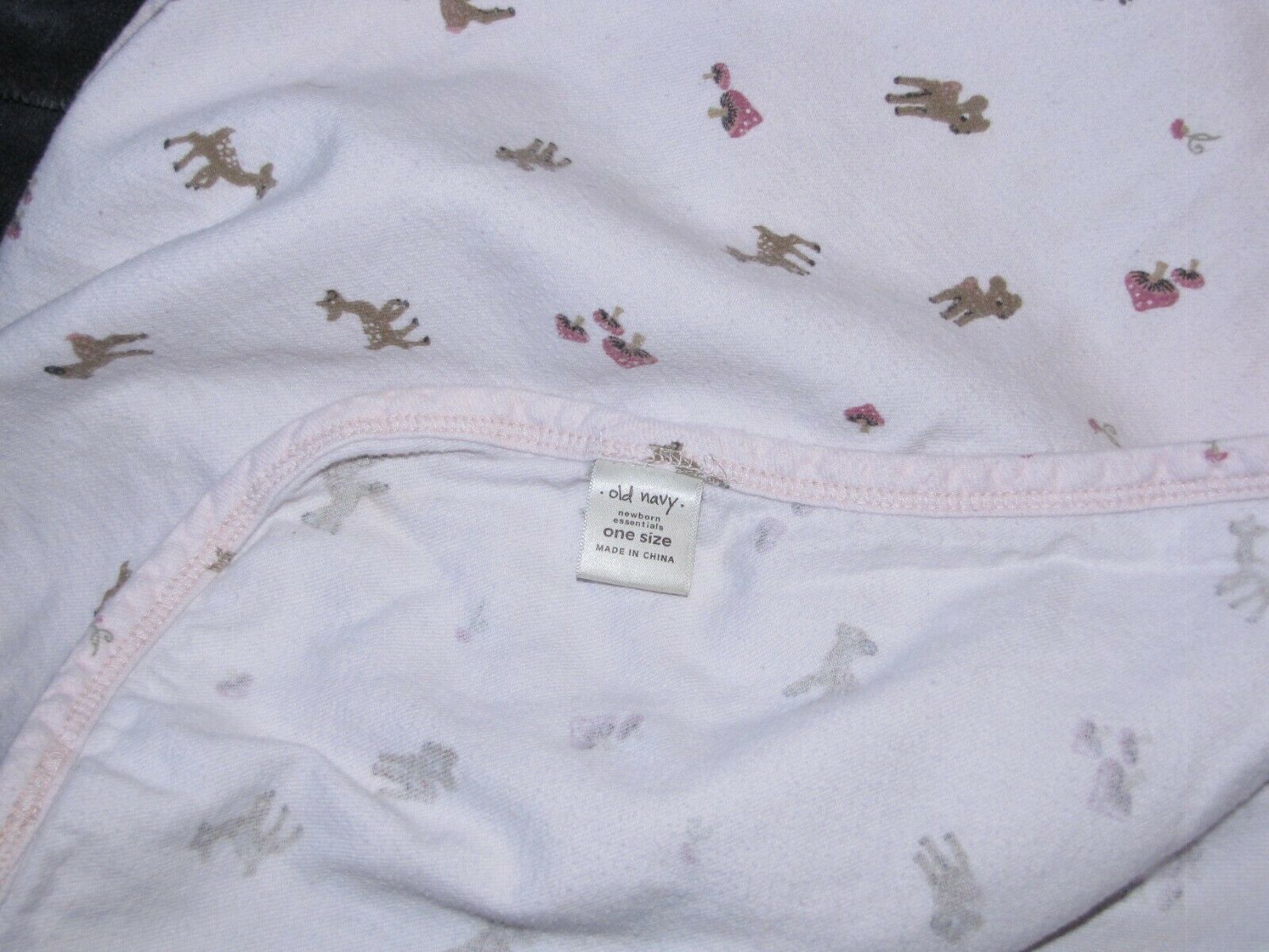 Old Navy Pink Deer Mushroom Flannel Baby Blanket Security Swaddle Lovey 2007 Item image 2