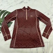 Kari Traa Womens Activewear Top Size M Burgundy Pink Dot Print 1/4 Zip - $29.69