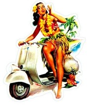 Scooter Girl Vinyl Sticker 13x11cm ska retro mods car scootering pin-up ... - $4.36