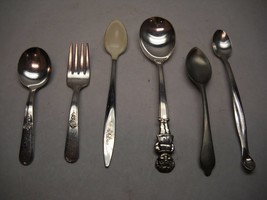 Vintage Childrens Silverware 5 Spoons 1 Fork Campbells Evenflo Tippy Taster - £25.25 GBP