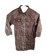 Womens Long Red-Brown Distressed Denim Jacket Thrill Jeans Size XL Punk ... - $44.62
